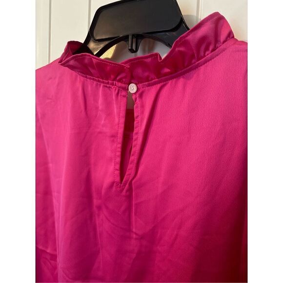 J. Crew Ruffle Neck Pink Satin Sleeveless Polyester Tank Top Women Sz XXL BD297 - Picture 10 of 10